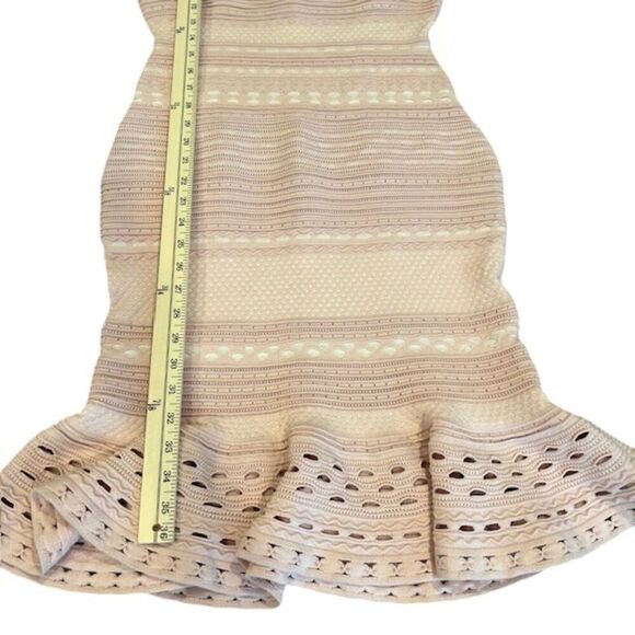 Milly Pink White Cutout Mermaid Dress Stretch Knit Sleeveless Zip Back Medium - Picture 13 of 14